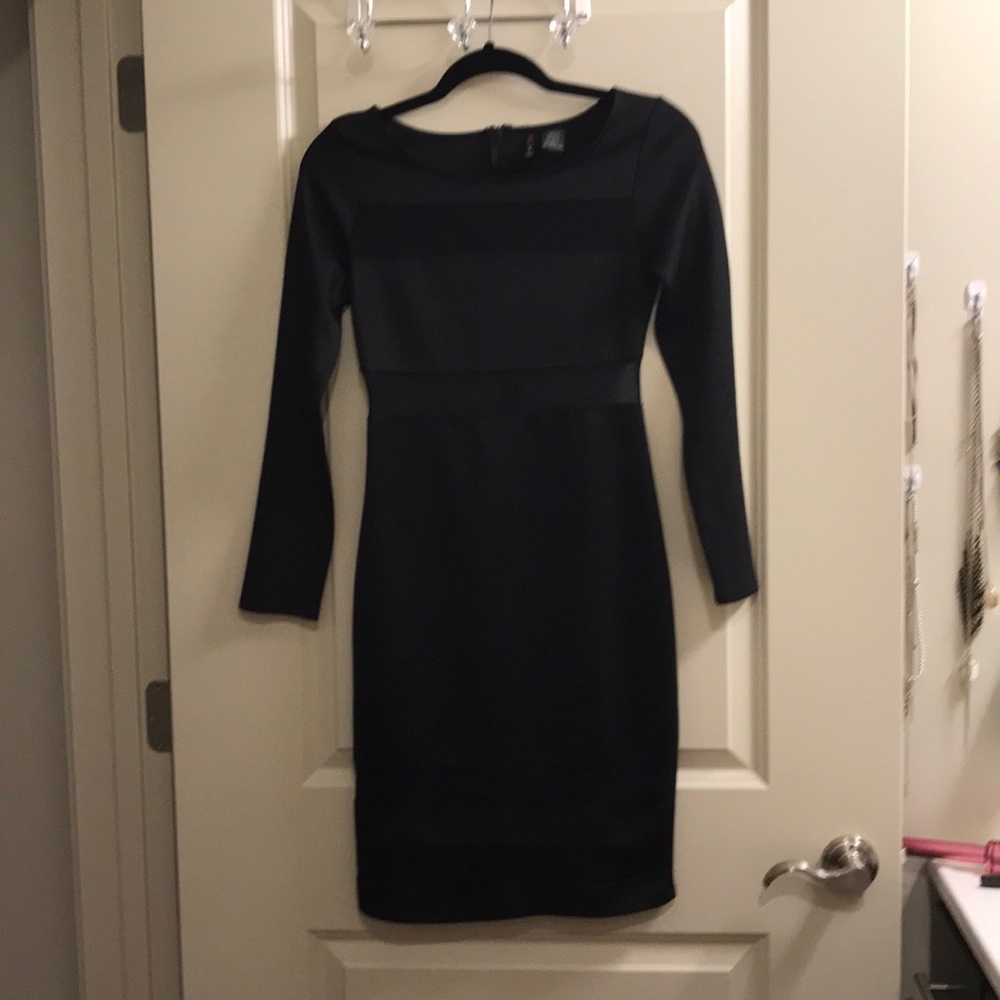 Long sleeve midi black sexy dress